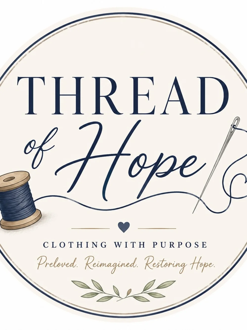 Thread of Hope Logo Graphic in Navy and Cream